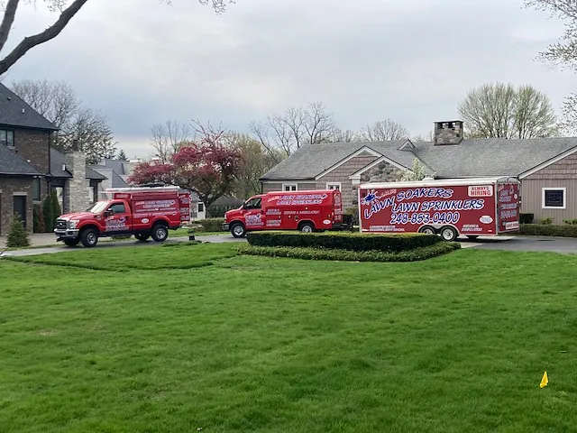 AMB Lawn Soakers vehicles on site